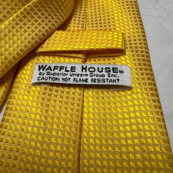 Yellow Waffle House Branded Neck Tie, 60 inches long - Picture 4 of 5